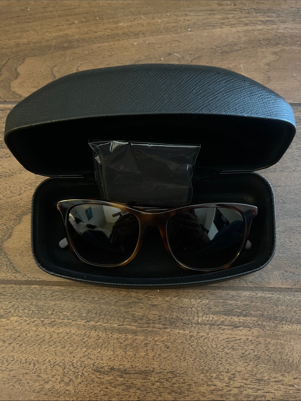 Salvatore Ferragamo Tortoiseshell Frame Sunglasses with Black Lenses